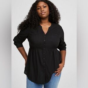 Torrid 0X Emma Babydoll Tunic black NWT